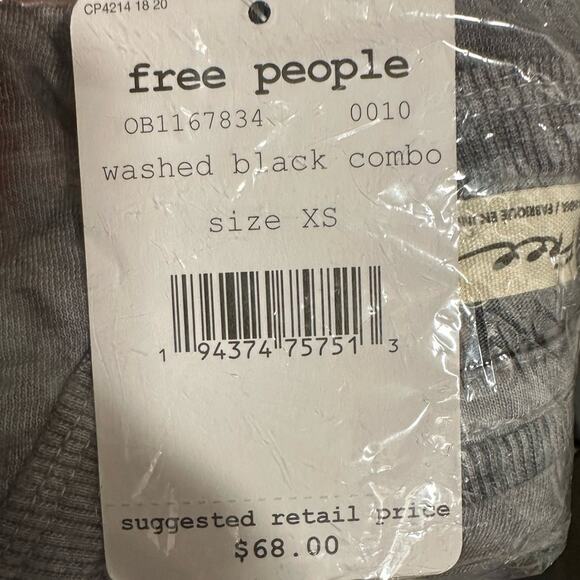 Free People Washed Black Riptide Tie Dye Tee Shirt NEW - Picture 4 of 4